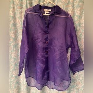 Vintage Oscar de la Renta Swimwear Bathing Suit Cover Up purple size small